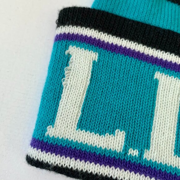 L.L. Bean Knit Katahdin Pom Hat Beanie Toque Black Purple Blue Teal  Winter Cozy - Picture 5 of 9